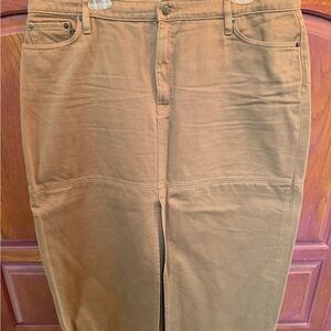 Ralph Lauren Camel Tan Midi Skirt with Front Slit